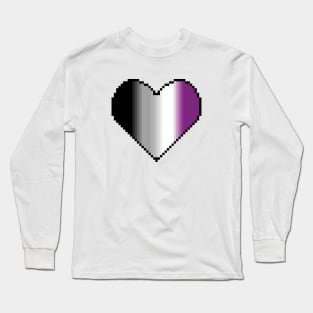 Inclusive Asexual Flag pride pixel heart Long Sleeve T-Shirt